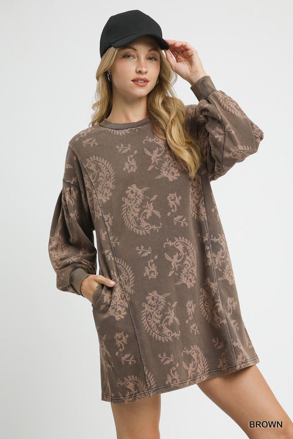 Paisley Sweatshirt Dress