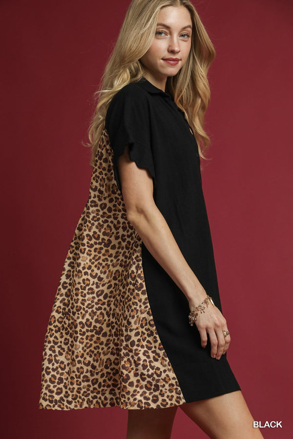 Leopard Sweetheart Button-Down Dress