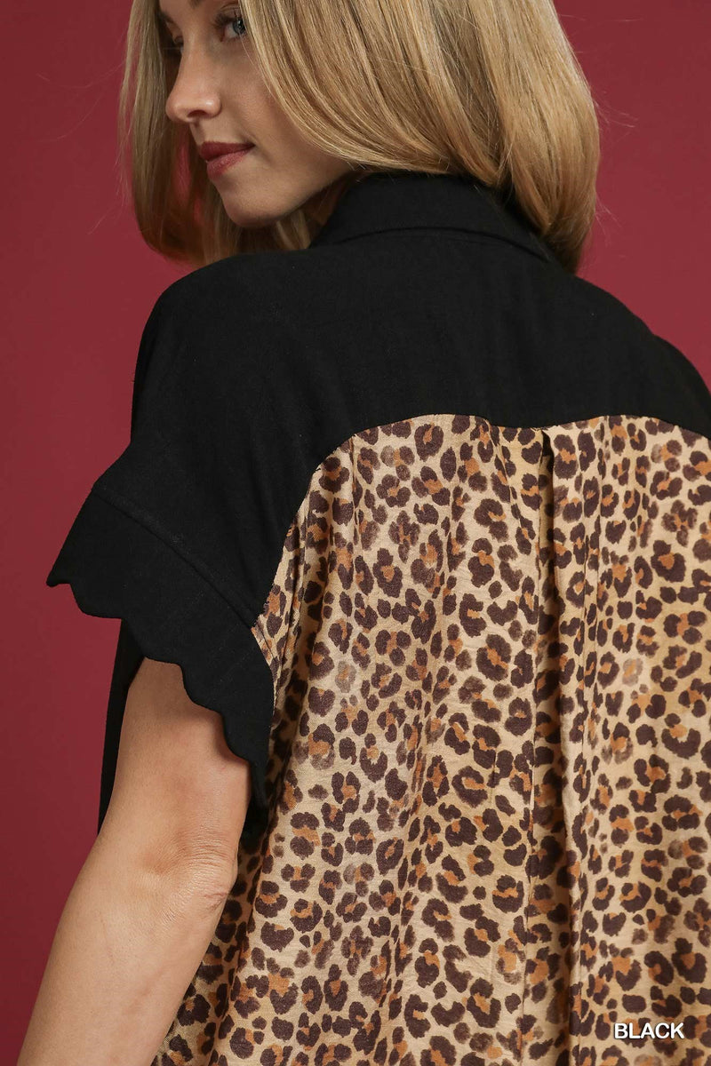 Leopard Sweetheart Button-Down Dress