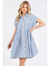 Flow & Glow Striped Button Down Dress