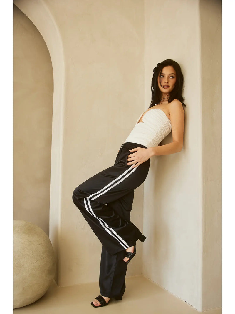 So Chic Satin Track Pants