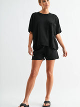 Melody Raw Edge Pocket Tee