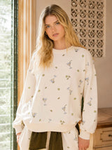Martini Motif Crew Neck Long Sleeve Knit Top