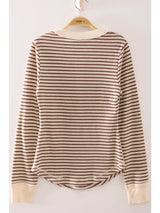 Henley Striped Ribbed Top