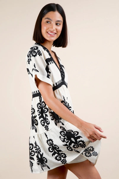 She's Sweet Woven Embroidered Mini Dress.
