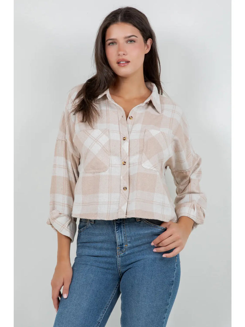 Plaid Behavior Cropped Oversized Flannel