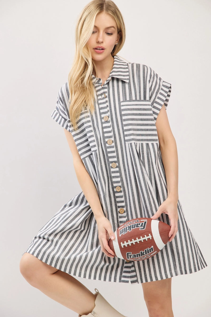 Flow & Glow Striped Button Down Dress