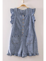Sweet Ruffle Denim Romper
