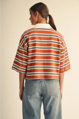 Laid Back Days Rugby Polo Top - BarBelles Boutique