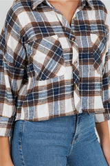 Plaid Behavior Cropped Oversized Flannel