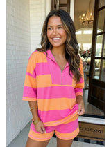 Summer Stripe Babe Oversized Tee Short Set - BarBelles Boutique