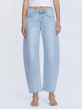 Kate Light Wash High Rise Barrel Jeans - BarBelles Boutique