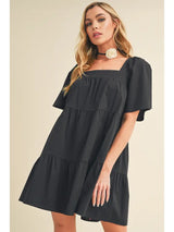 Lady In Black Poplin Dress - BarBelles Boutique