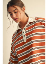Laid Back Days Rugby Polo Top - BarBelles Boutique