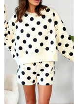 Polka Dot Drop Shoulder Set