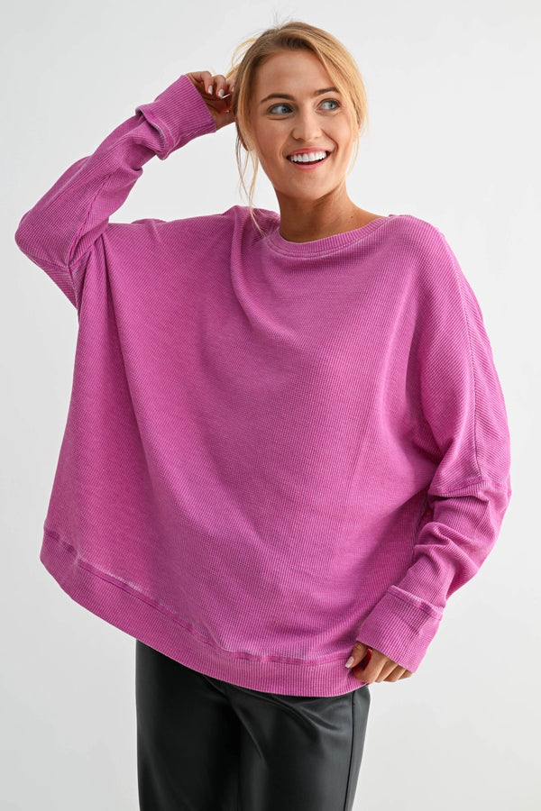 Cozy Waffle Ribbed Pullover