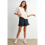 Abigail Casual Cropped Knit Stripe Top - BarBelles Boutique