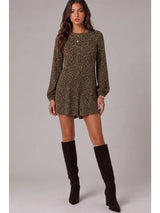 Elena Leopard Print Long Sleeve Romper - BarBelles Boutique