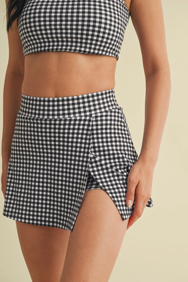 Gingham Slit Skort