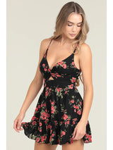 Rose Ruffle Hem Romper - BarBelles Boutique