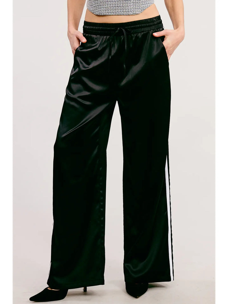 So Chic Satin Track Pants