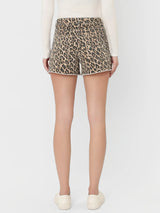 High Rise Denim Leopard Shorts - BarBelles Boutique
