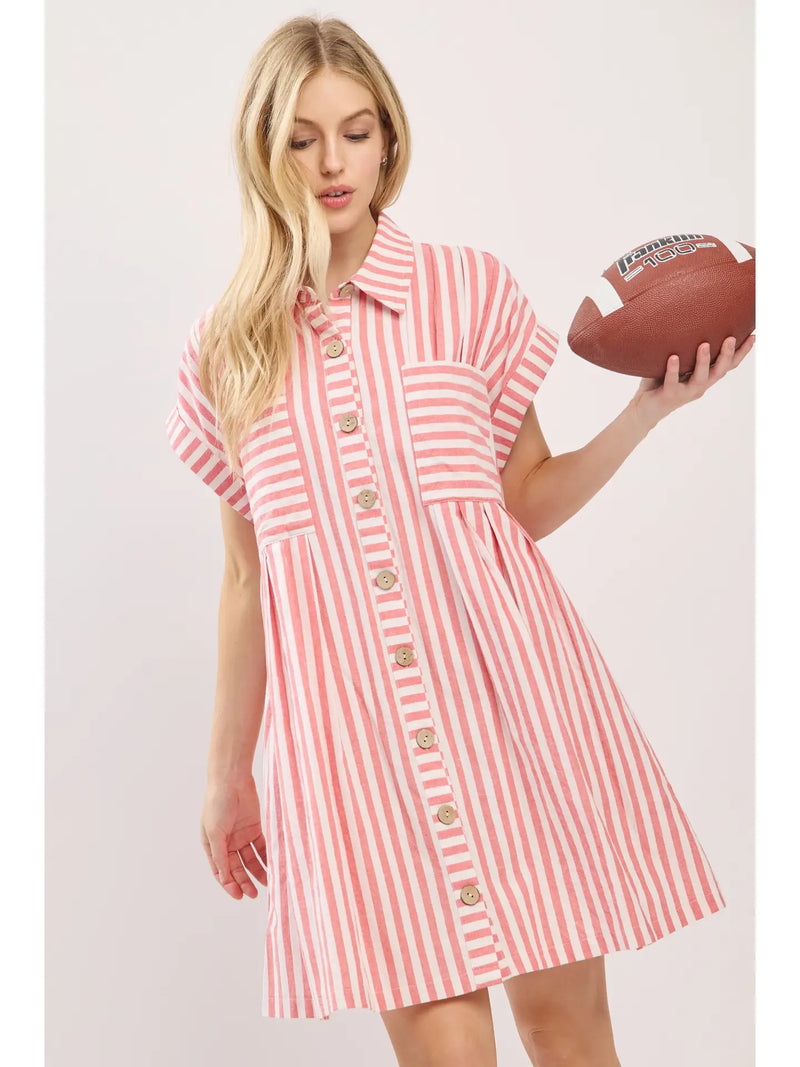 Flow & Glow Striped Button Down Dress