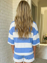 Summer Stripe Babe Oversized Tee Short Set - BarBelles Boutique