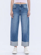 Emily High Rise Cuffed Barrel Leg Jean - BarBelles Boutique