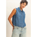 Kelly Denim Button Up Top