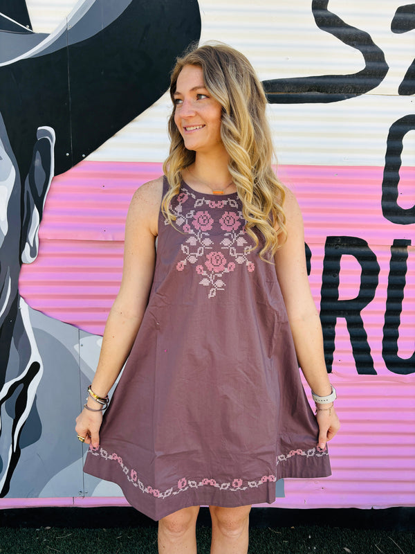 Floral Love Embroidered Mini Dress