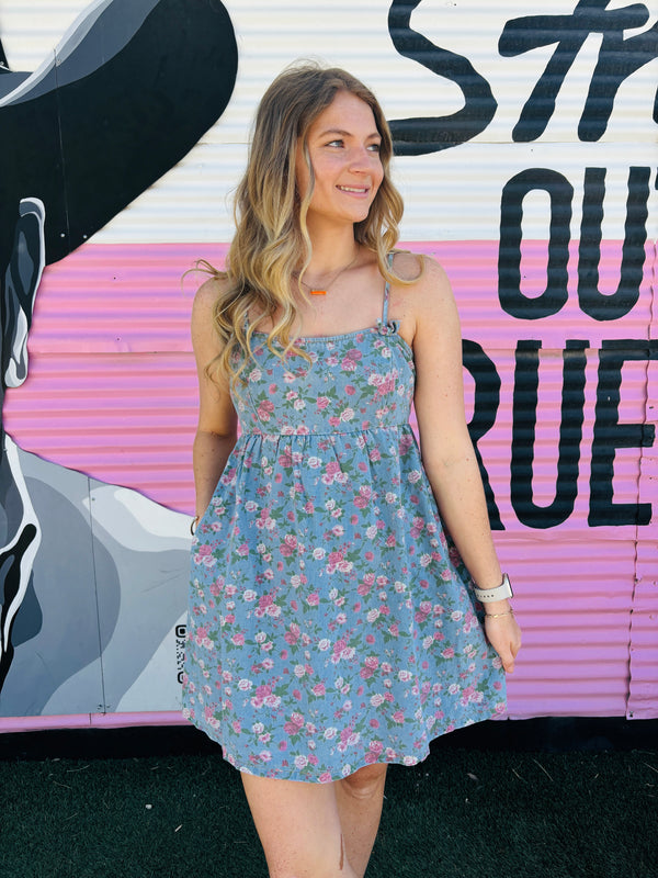 Pretty Little Pedals Denim Dress