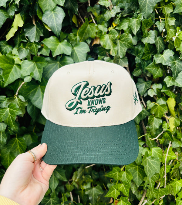 Jesus Knows I'm Trying Embroidered Hat