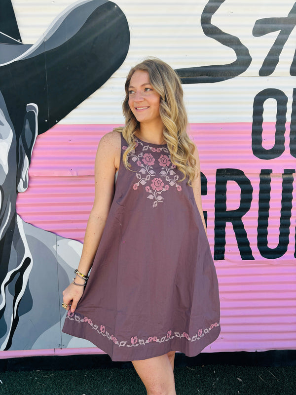 Floral Love Embroidered Mini Dress