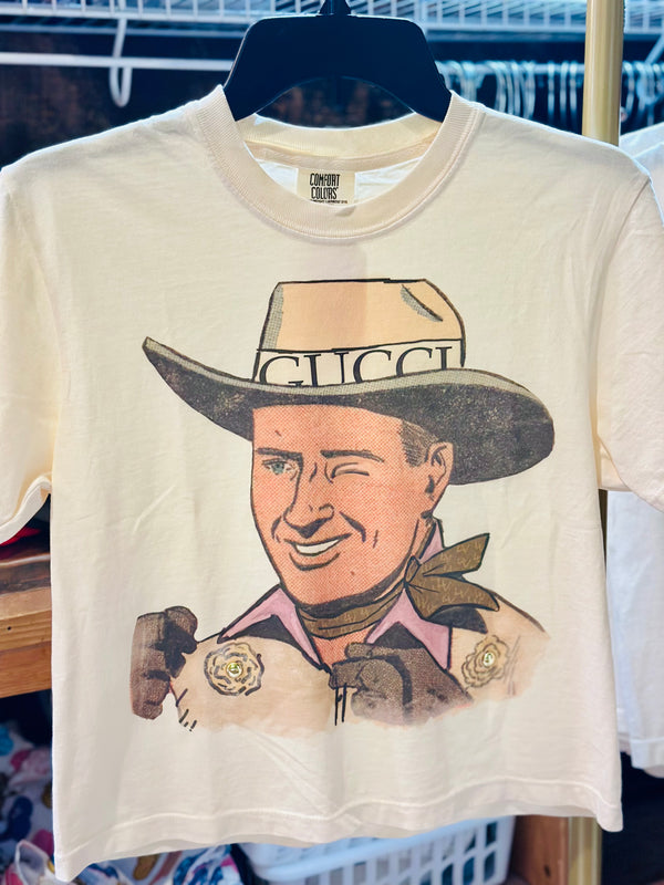 Cowboy Gucci Cropped Tee