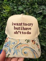 I want to cry Embroidered Hat - BarBelles Boutique