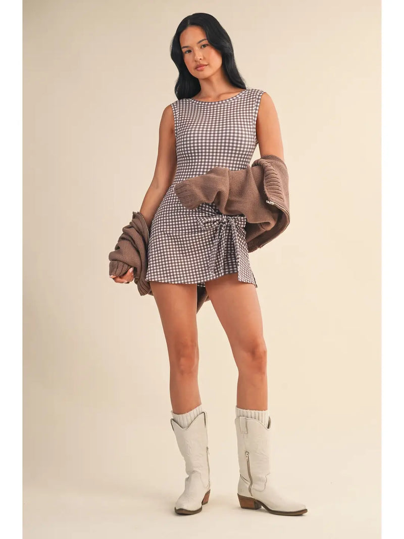 Wrap Tie Gingham Dress