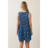 Daisy Washed Denim Polka Dotted Romper - BarBelles Boutique