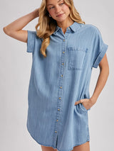 Jesi Denim Button Down Shirt Dress - BarBelles Boutique