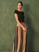 Jade Lace Striped Leopard Pants - BarBelles Boutique