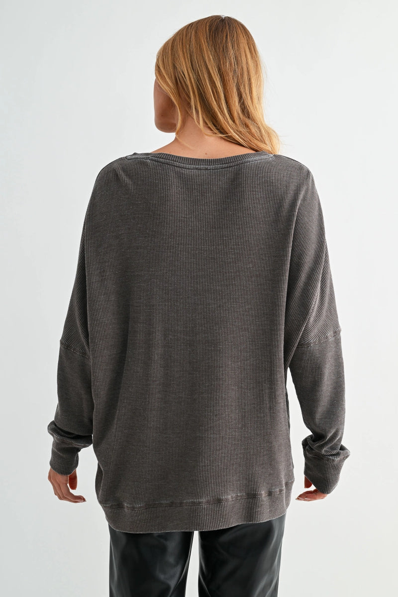 Cozy Waffle Ribbed Pullover