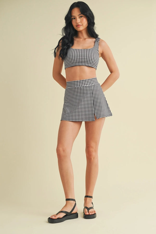 Gingham Slit Skort