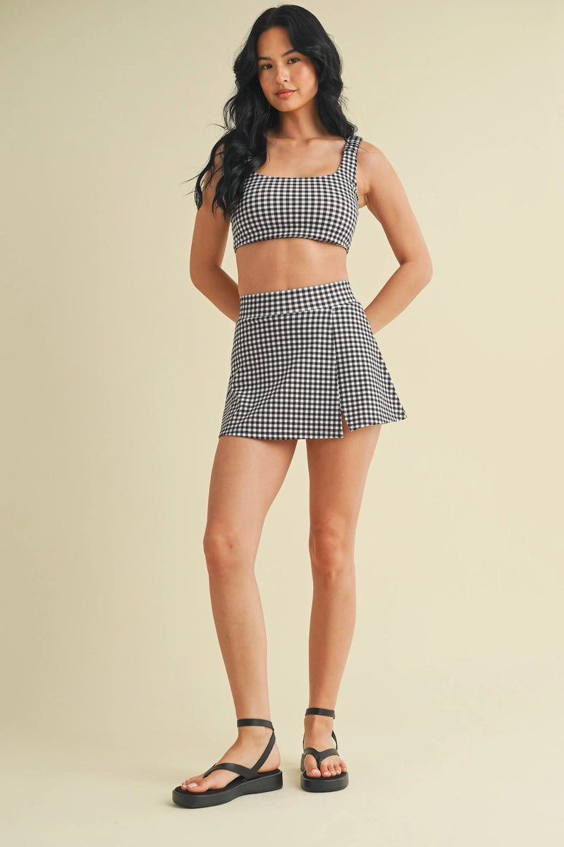 Gingham Slit Skort