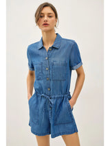Sophie Button Up Denim Romper