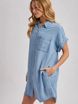 Jesi Denim Button Down Shirt Dress - BarBelles Boutique