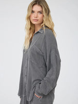 Chloe Collard Long Sleeve Lounge Top - BarBelles Boutique