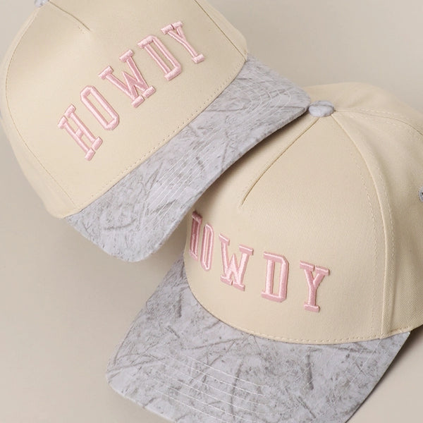Howdy Embroidered White Camo Hat