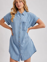Jesi Denim Button Down Shirt Dress - BarBelles Boutique
