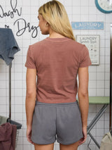 Rylie Washed Short Sleeve Cropped Knit - BarBelles Boutique