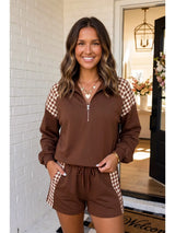 Stevie Patchwork Zipper Collar Shorts Set - BarBelles Boutique